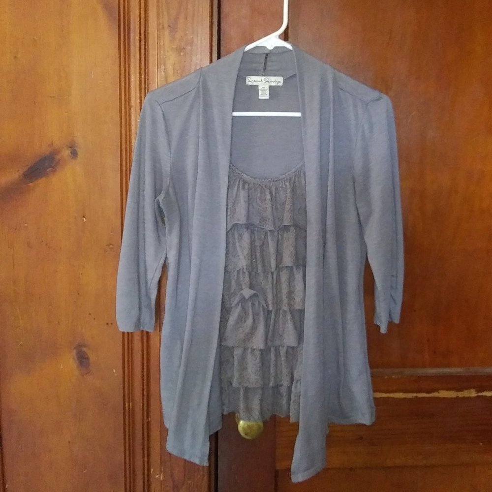 French Laundry Gray Ruffled Blouse sz. M